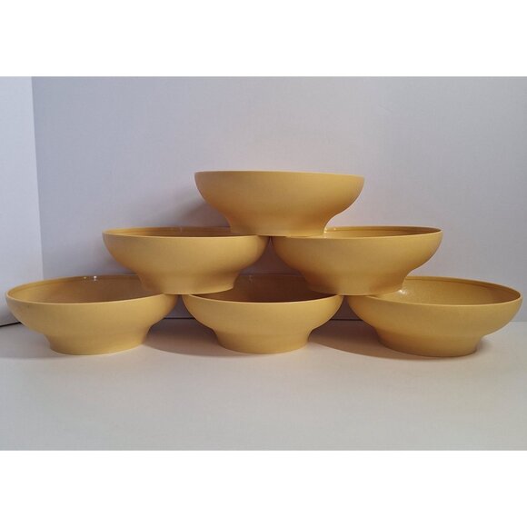 6 Vintage Tupperware Harvest Gold Cereal Salad Bowls 890 70s Yellow 6" Retro - Picture 2 of 8